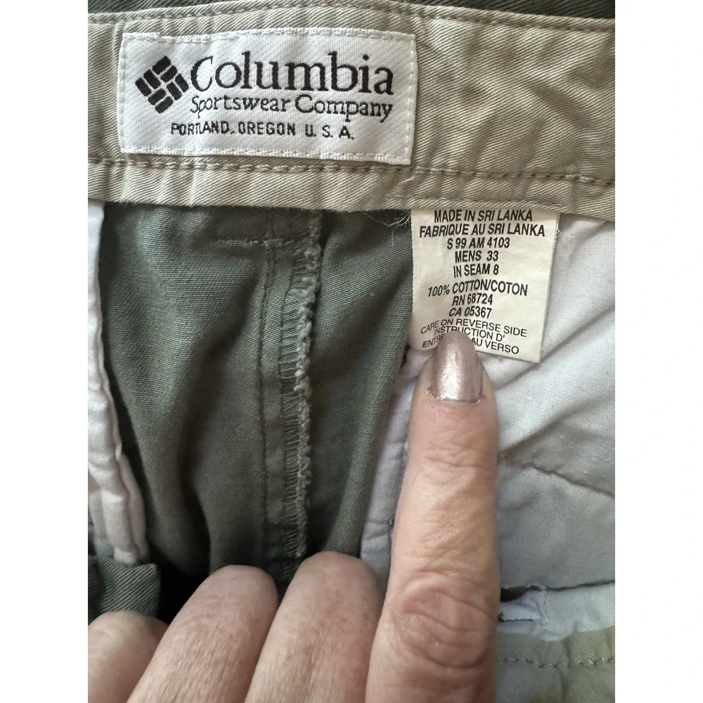 Vintage 90s Columbia Sportswear Mens Pleated Cotton Shorts Green Utility W33